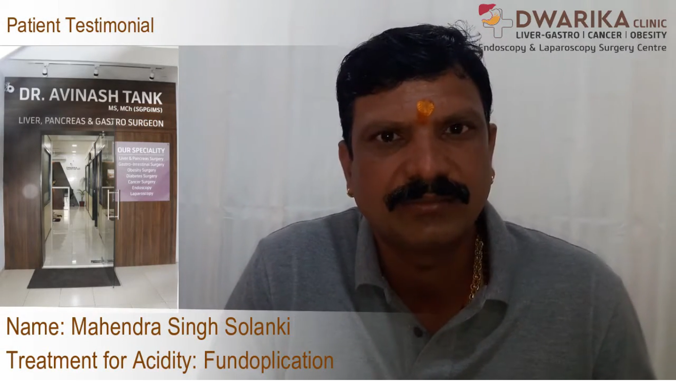 A patient from Indore, Madhya Pradesh suffering from severe acidity for 15 years receives Laparoscopic Nissen Fundoplication surgery and completely recovers